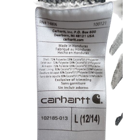 Carhartt Hoodie Youth L Gray Relaxed Fit Force Extremes Pullover Casual Logo - Picture 5 of 5